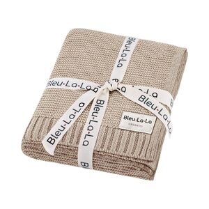 Bleu La La Heritage Knit Luxury Organic Cotton Baby Swaddle Blanket NWT